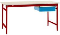 Manuflex BB5251.3003 Komplett BASIS oldalsó asztal melamin tetején + egy fiókkal, Szélesség x magasság: 1500 x 800 x 780 mm Rubinvörös