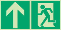 Kombischild - Rettungsweg/Notausgang mit Richtungspfeil, gerade, Grün, Weiß