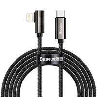 Baseus Legend Series USB-C és Lightning derékszögű töltőkábel, PD, 20 W, 2m, fekete (CATLCS-A01)
