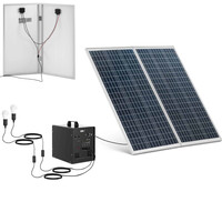 Zestaw solarny panele fotowoltaiczne falownik 2 lampy LED 1000 W 5/12/230 V