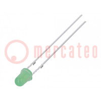 LED; 3mm; giallo-verde; 68÷100mcd; 70°; Frontale: convesso
