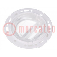 LED lens; round; plexiglass PMMA; transparent; Mounting: push-in