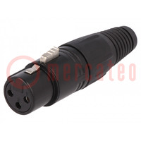 Plug; XLR; female; PIN: 3; straight; for cable; soldering; black