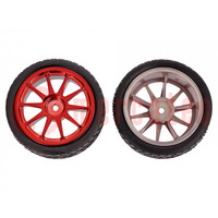 Wheel; red; Shaft: smooth; screw; Ø: 65mm; Plating: rubber; W: 26mm