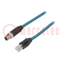 Cable: for sensors/automation; PIN: 8; male; M12 male,RJ45 plug