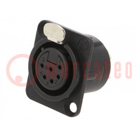 Socket; XLR; female; PIN: 6; straight; with push button; soldering