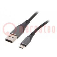 Cable; USB 2.0; USB A plug,USB B micro plug; nickel plated; 3m