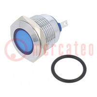 Indicator: LED; flat; blue; 24VDC; 24VAC; Ø16mm; brass; Body: silver