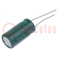 Condensatore: elettrolitico; THT; 2200uF; 16VDC; Ø10x20mm; ±20%