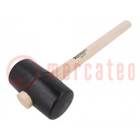 Hammer; 350mm; 527g; 65mm; round; rubber; wood; Shore hardness: 90