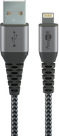 Goobay Lightning to USB-A Textile Cable with Metal Plugs (Space Grey/Silver), 2 m