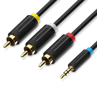 Vention 3.5mm Male to 3RCA Male AV Cable 1.5M Black