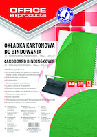 Okładki do bindowania OFFICE PRODUCTS, karton, A4, 250gsm, skóropodobne, 100szt., zielone