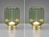 2er SET kleine Akku Tischleuchten mit Glas Lampenschirm Grün, Höhe 19cm