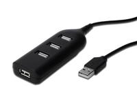 DIGITUS USB-Hub 4-Port 2.0->4xA2.0 integr. Kabel schwarz
