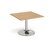 Trumpet base square extension table 1000mm x 1000mm - chrome base and oak top