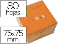 Bloc de Notas Adhesivas Quita y Pon Q-Connect 75X75 mm Naranja Neon 80 Hojas