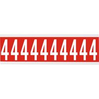 Identical numbers and letters on one card for indoor use 22.00 mm x 57.00 mm CNL2R 4, Red, White, Rectangle, Removable, White on red,Self Adhesive Labels
