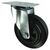 Polypropylene centre, rubber tyred wheel plate fixing - swivel with total stop brake