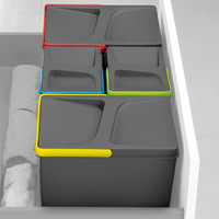 Emuca Kit de contenedores de reciclaje para cajón de cocina con base Recycle altura 216mm, 2x12litros, 2x6litros, módulo 800mm, Plástic