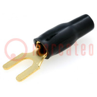 Connettore: a forchetta; M4; 4mm2; dorato; isolata; nero