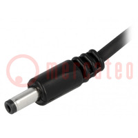 Cable; 2x1mm2; wires,DC 4,8/1,7 plug; straight; black; 1.5m