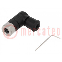 Connector: M8; female; PIN: 3; angled 90°; for cable; plug; 4A; IP67