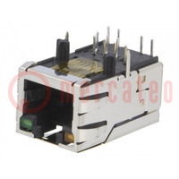 Socket; RJ45; PIN: 8; shielded,with LED; Layout: 8p8c; THT; angled