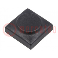 Button; rectangular; black; polyamide; 18.3x18.3mm