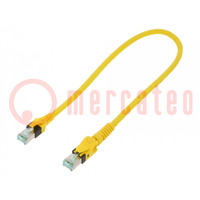 Patch cord; S/FTP; 6a; koord; Cu; PUR; geel; 0,5m; 27AWG; Aders: 8