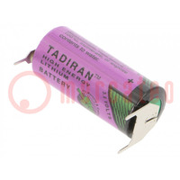 Batterij: lithium (LTC); 3,6V; 2/3AA,2/3R6; 1500mAh; Ø14,7x33,5mm