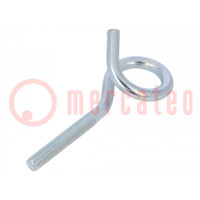 Hook; ring; steel; zinc; Thread len: 45mm; Overall len: 100mm