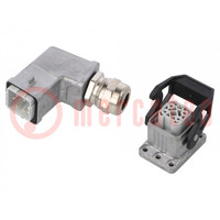 Connector: HDC; male + female; 230V; 10A; PIN: 5; Layout: 4+PE; M20