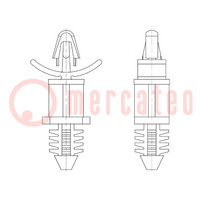 PCB distance; polyamide 66; L: 22.2mm; ribbing rod,snap fastener