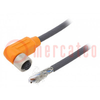 Connection lead; M12; PIN: 5; angled; 10m; plug; 60VAC; 4A; -25÷80°C