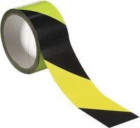 Warnband - Gelb/Schwarz, 6 cm x 66 m, PVC-Folie, Für innen, Schraffiert