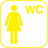 Piktogramm - Damen, WC, Gelb, 10 x 10 cm, Kunststofffolie, Selbstklebend