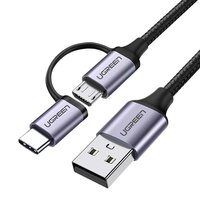 1_Ugreen Kabel 2in1 USB - Micro USB / USB Type C Kabel 1m 2.4A schwarz (30875)