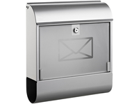 Briefkasten, Metall lackiert, Zeitungsfach, 410x115x360 mm, silber
