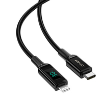 ACEFAST C6-01 CABLE MFI USB TYPE C - LIGHTNING 1.2M CÂBLE DE CHARGE ET DE DONNÉES - NOIR C6-01 BLACK