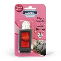 VINFER AMBIENTADOR MEMBRANA COCHE CAMPERO CAR FRAGANCES DIFUSOR + RECAMBIO FRUTOS ROJOS