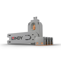Lindy 40453 Schnittstellenblockierung Schnittstellenblockierung + Schlüssel USB Typ-A Orange Acrylnitril-Butadien-Styrol (ABS)
