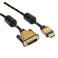 ROLINE 11.04.5895 video kabel adapter 10 m HDMI DVI Zwart, Goud