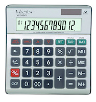 Kalkulator biurowy VECTOR KAV VC-500 VII, 12-cyfrowy, 458x151,5x29mm, metalowy/szary