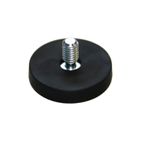 Gummierter Neodym-Magnet Ø31x6mm, mit Gewindezapfen M6, schwarz
