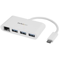StarTech 3-poorts USB 3.0 Hub met Gigabit Ethernet - USB-C - wit