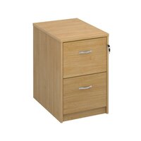 Wooden 2 drawer filing cabinet with silver handles 730mm high - oak