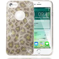 NALIA Custodia compatibile con iPhone 7, Glitter Leopardo Copertura in Silicone Protezione Sottile Cellulare, Slim Gel Cover Case Protettiva Scintillio Telefono Bumper - Argento...