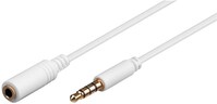 Audio-Verlängerungskabel AUX, 4-pol. 3,5 mm slim, CU, 1.5 m, Weiß - Klinke 3,5 mm St. (4-Pin, stereo