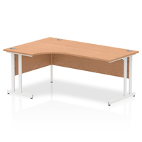 Impulse 1800mm Left Crescent Desk Oak Top White Cantilever Leg MI002846